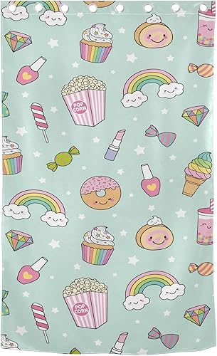 Miniatura 2 de Wudan Lindos postres de arco iris con estrellas verdes de 84 pulgadas de largo, cortinas para dormitorio, sala de estar, persianas verticales,