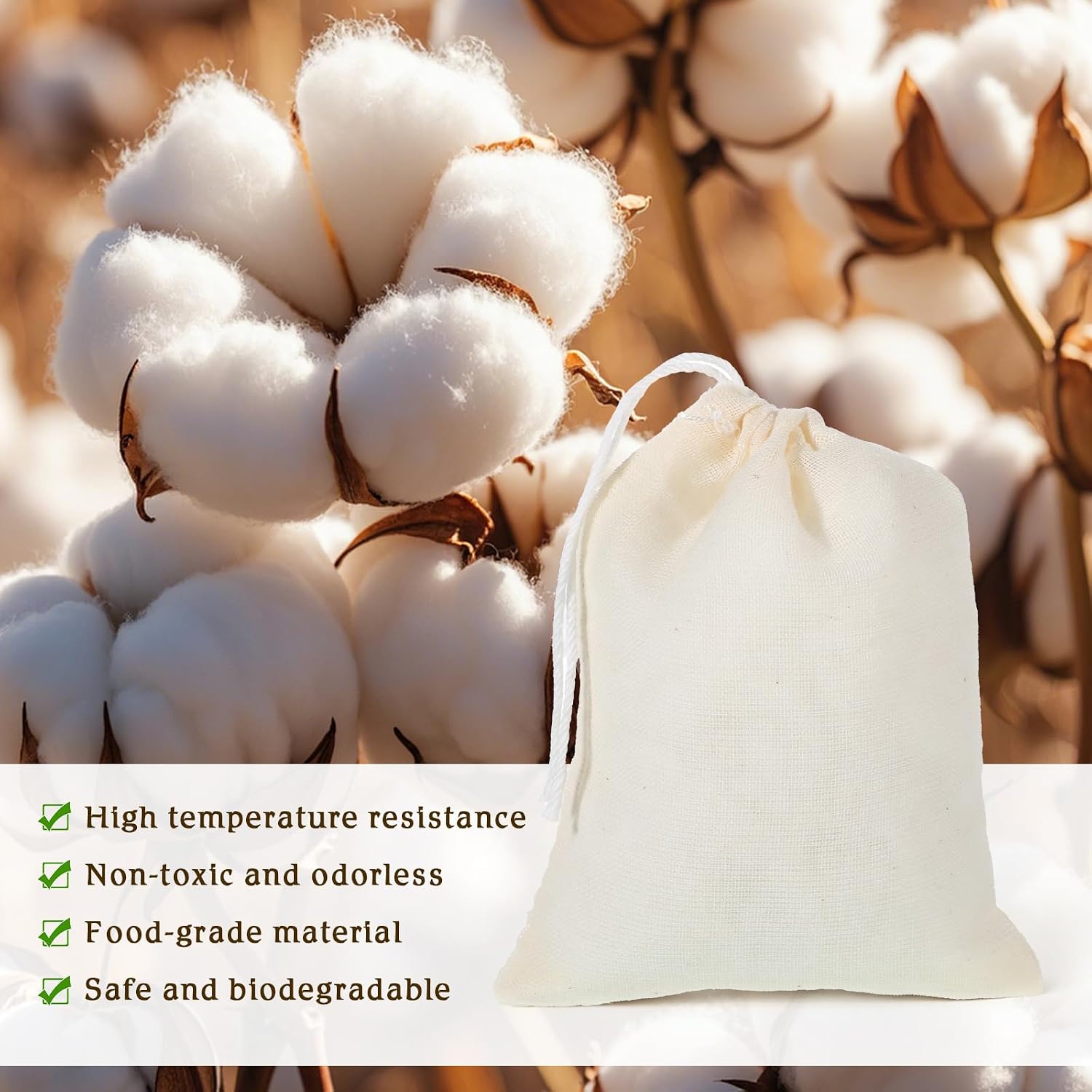 250 PCS Cotton Muslin Bags Spice Bags for Cooking 3X4Inch Reusable Sachet Bag Cheesecloth Cold Brew Coffee Bags for Tea Jewelry Wedding Party Home Supplies Favors Storage