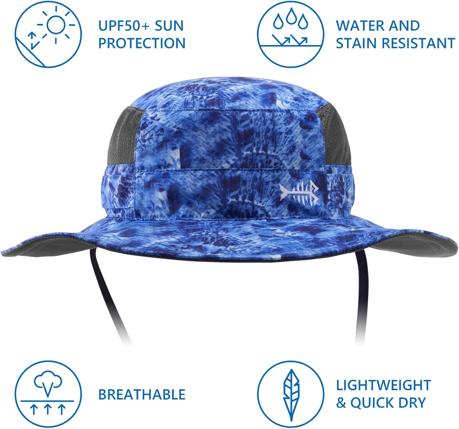 BASSDASH UPF 50+ Fishing Sun Hat Water Resistant Unisex Wide Brim Bucket Boonie Hat for Hiking Camping Safari FH15 - Image 2