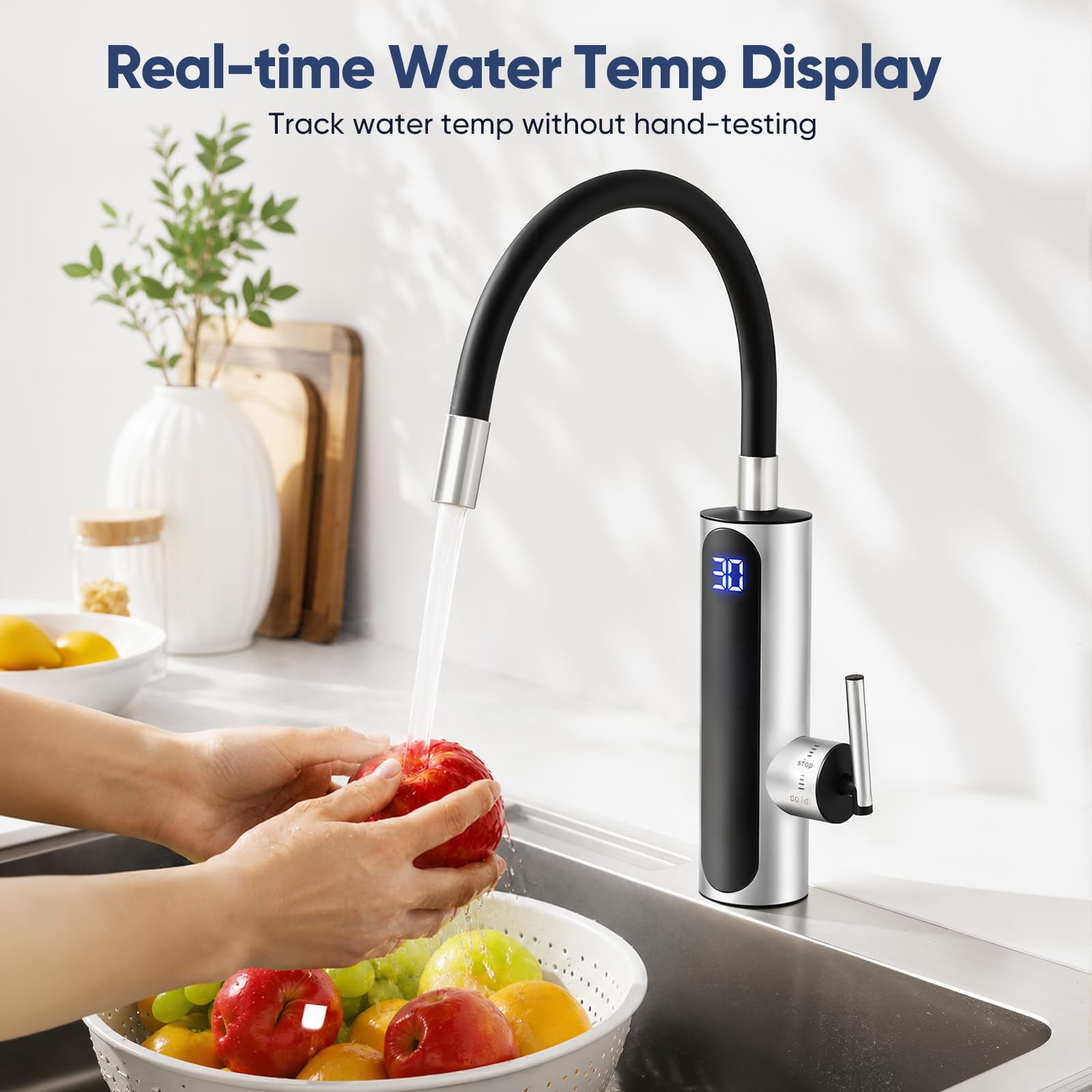Robinet Chauffant Instantané, 3000 W, 360° Flexible Rotatif