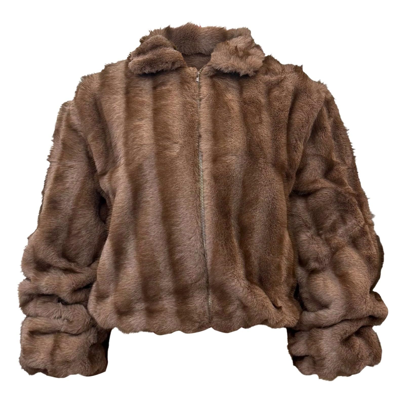 Chaqueta sintética de lujo, cálida y acogedora, de forro polar, abrigo de invierno informal de manga larga con bolsillos, cómodo y de corte holgado, mujer, prenda exterior otoño e invierno