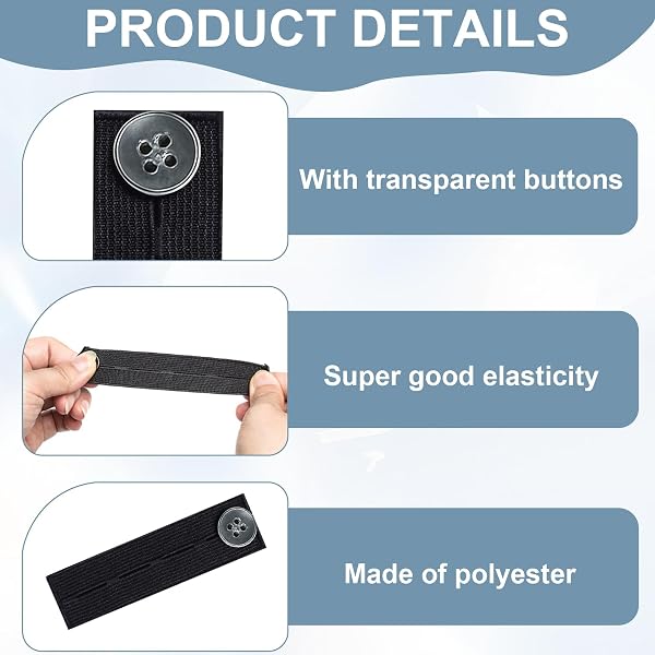 Ebksqs 8 Piezas Extensor de Pantalón para Embarazada – Botones Ajustables para Pantalones y Falda, Extensores de Cintura Elástica para Mujer y Hombre - 3