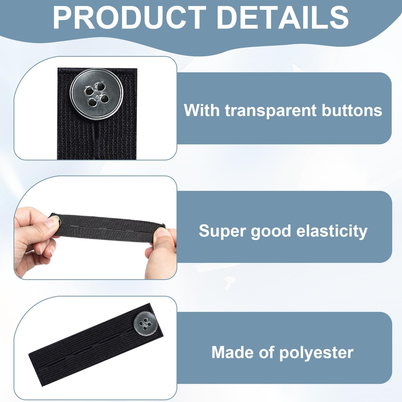 Ebksqs 8 Piezas Extensor de Pantalón para Embarazada – Botones Ajustables para Pantalones y Falda, Extensores de Cintura Elástica para Mujer y Hombre — view 3