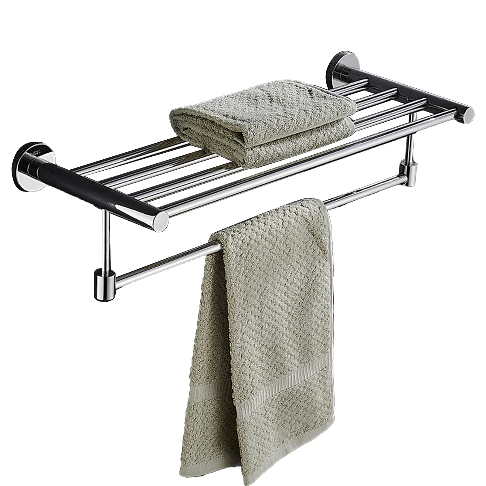 LMYSXAOZ Wall Mounted Towel Rack with Storage Shelves, for Bathroom Hardware and Kitchen Lengthen Shelf Rod, Polished Silver Finish, 40cm-120cm (Size : 120cm)