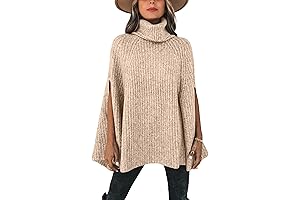2024 Women's Turtleneck Poncho Sweater