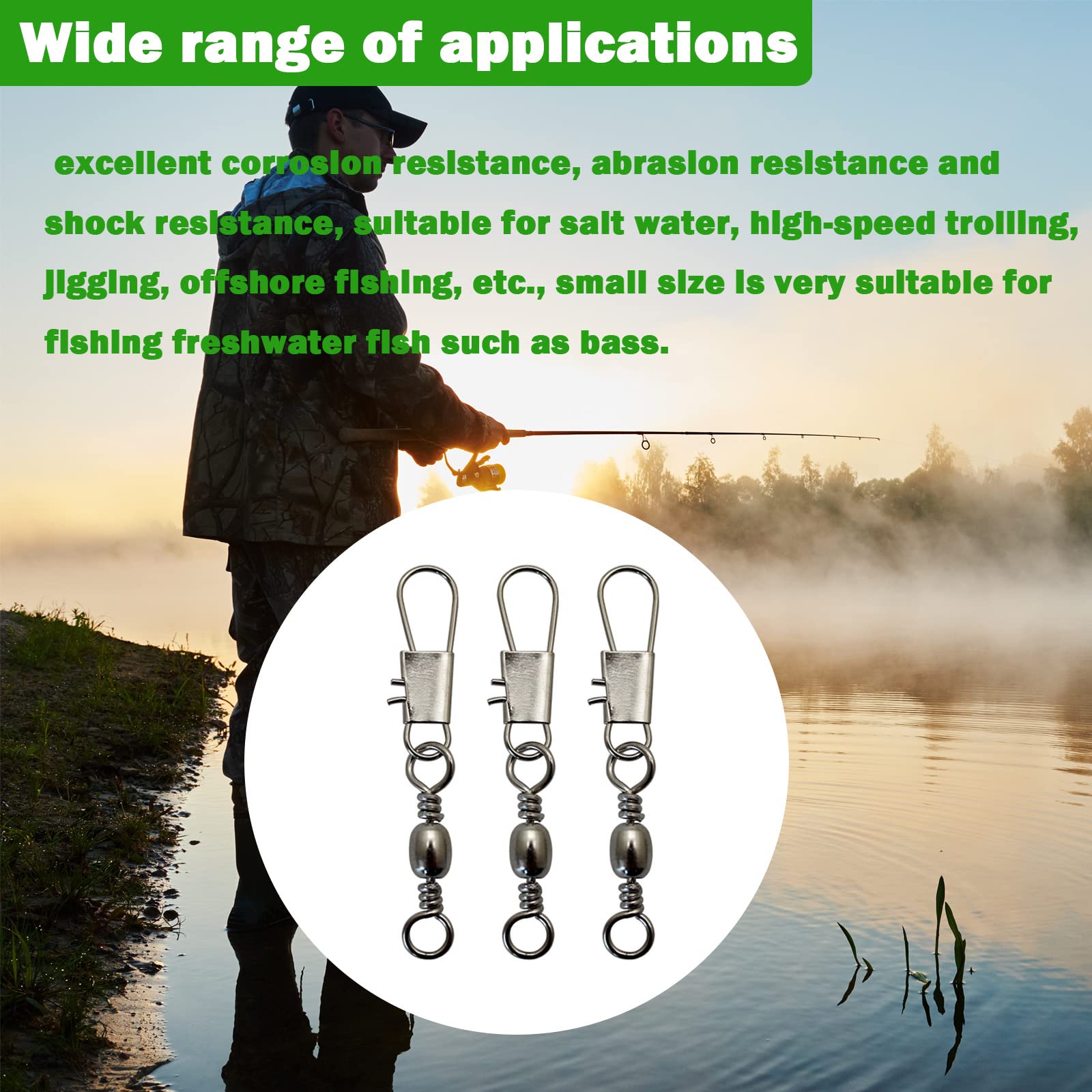 Émerillon De Pêche 2 Pièces Avec Connecteur De Pêche En Acier