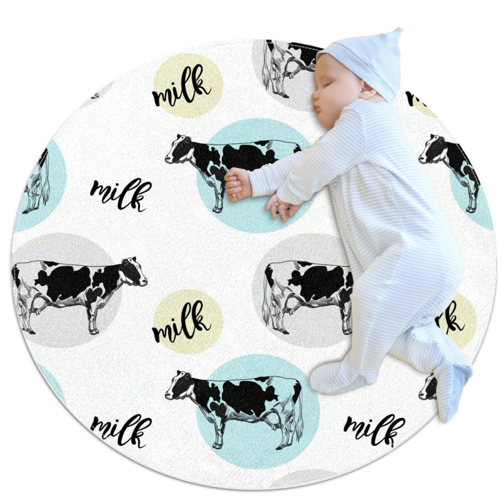 Tapis de salle de bain absorbant, sécurité antidérapante avec le tapis rond vache 1m enfant