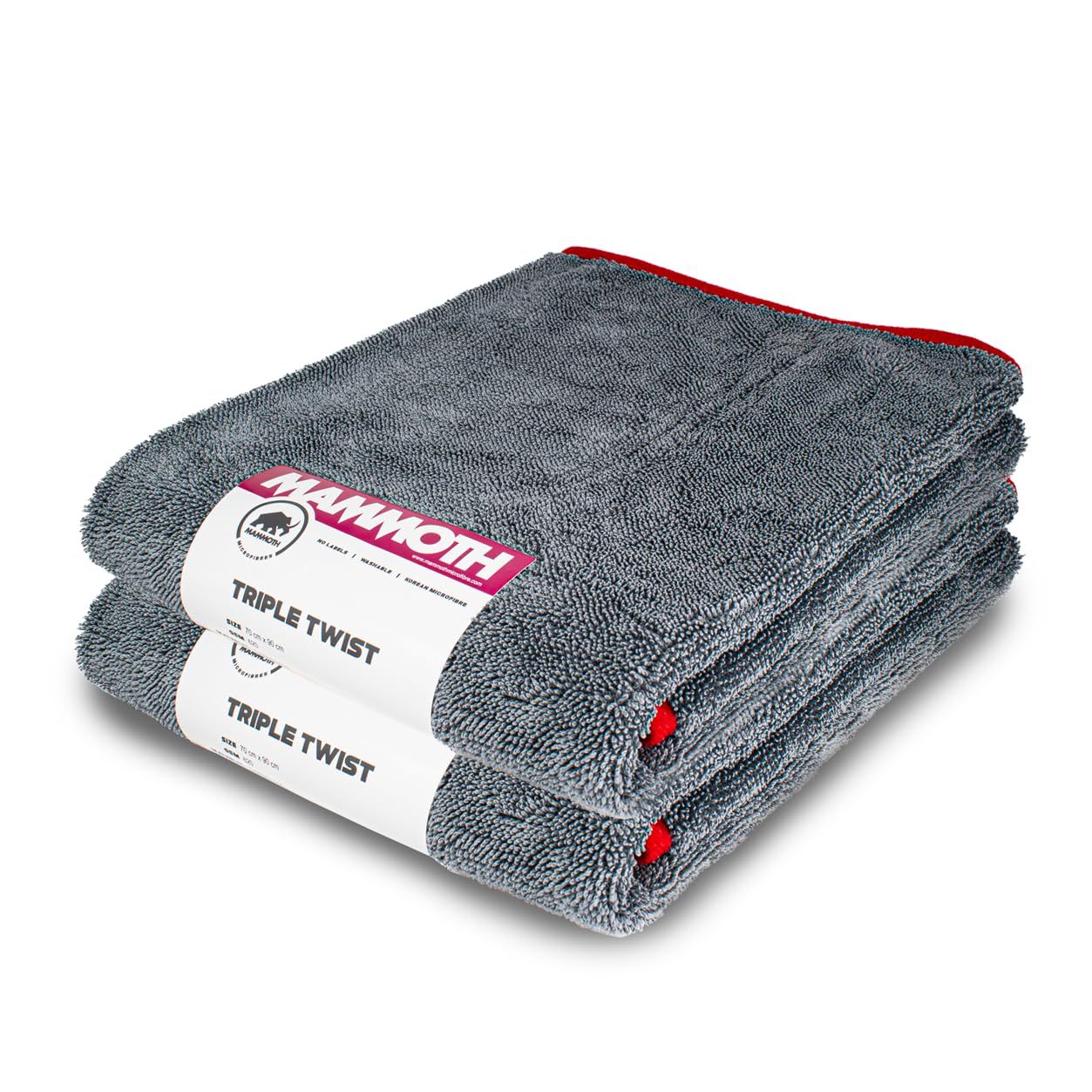 Mammoth Microfibres Red Triple Twist Drying Towel, 70Cm X 90Cm (2 Pack)