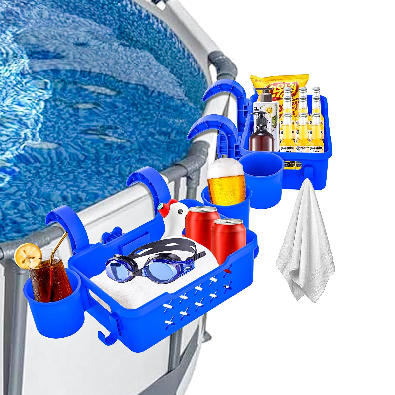 Poolside Aufbewahrungskorb mit Pool-Becherhalter (2 Stück)