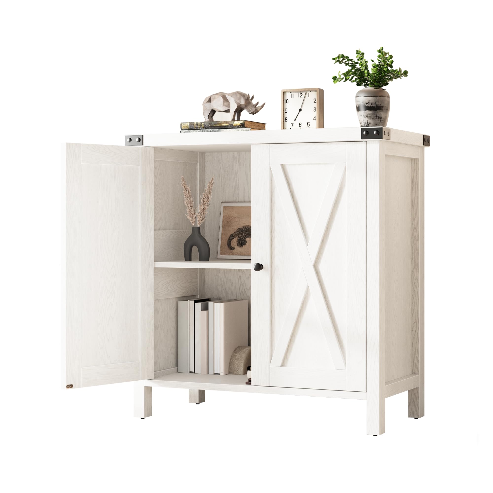 Zstar Mueble Bar De Café, Mueble De Cocina, Aparador Buffet Moderno De Estilo Rústico con Estante Ajustable, Gabinetes Decorativos con Puertas De Granero para Cocina, Comedor, Entrada
