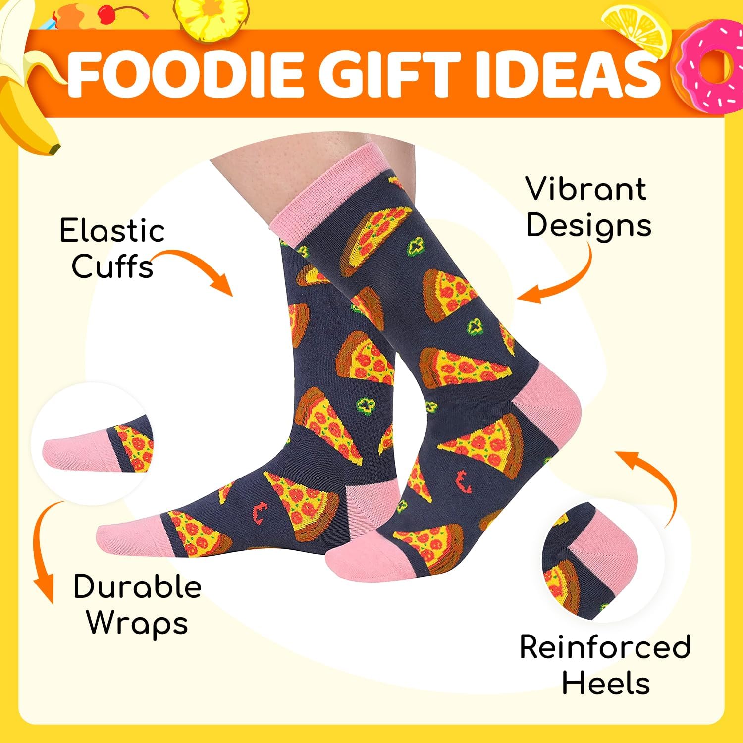 HAPPYPOP Funny Socks for Women - Donut Popcorn Sushi Gifts, Taco Pizza Pickle Socks - Image 3