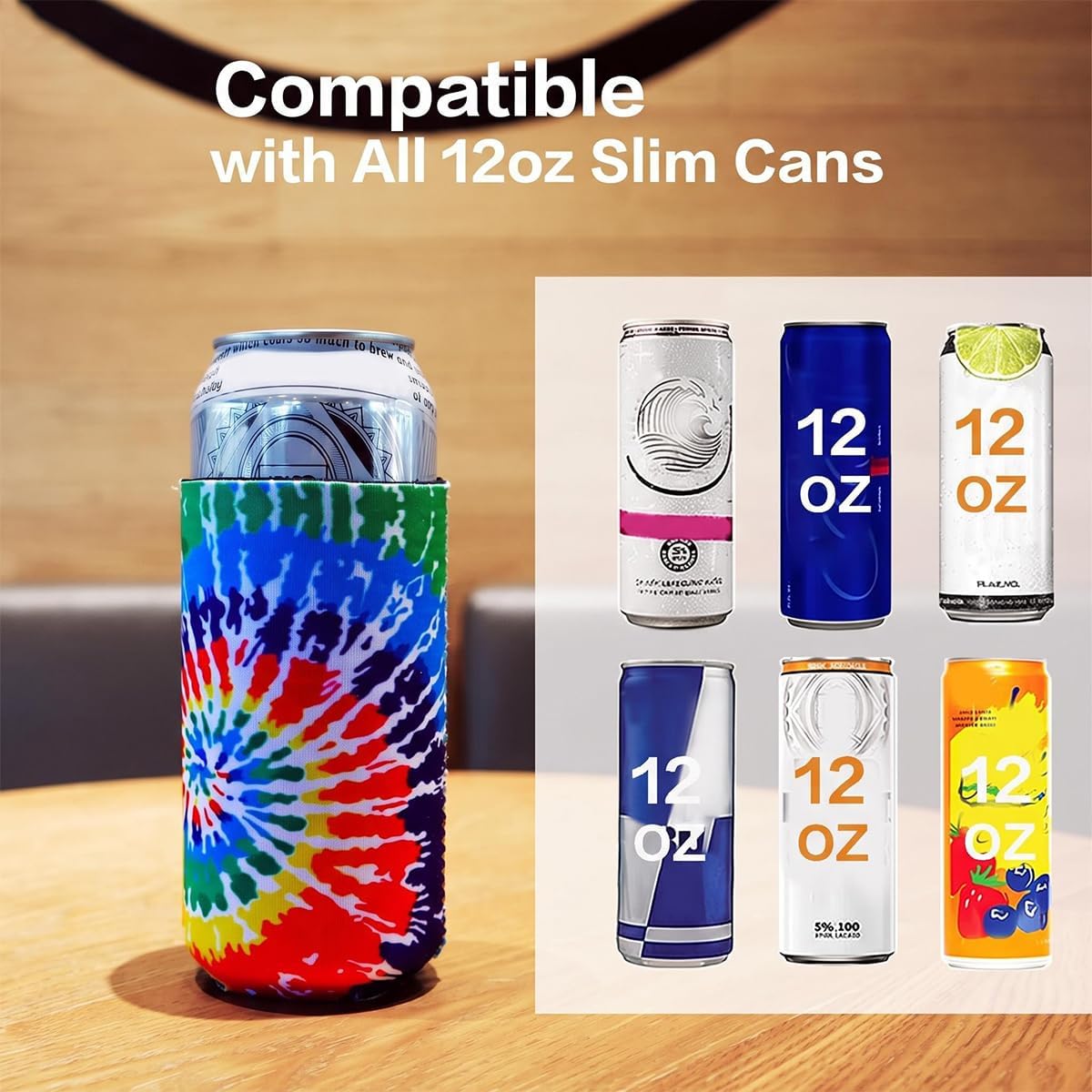 4 Pack Leopard 12oz Slim Beer Can Cooler Sleeves, Neoprene Beer Can Cooler Bulk, Collapsible Insulators Cooler Cover Fits for White Claw/Spiked Seltzer and More