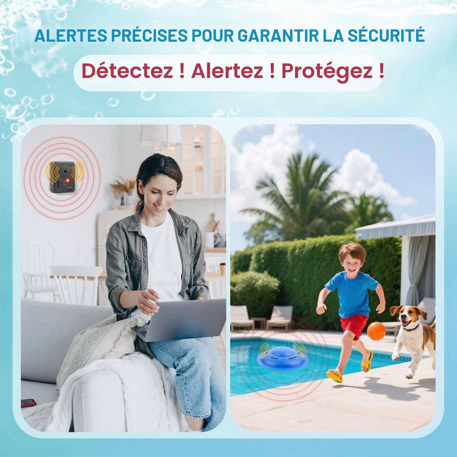 Alarme de piscine pour piscines creusées et hors sol, alarme de sécurité flottante avec alerte forte, sensibilité réglable, protection facile pour enfants et animaux domestiques, système de sécurité