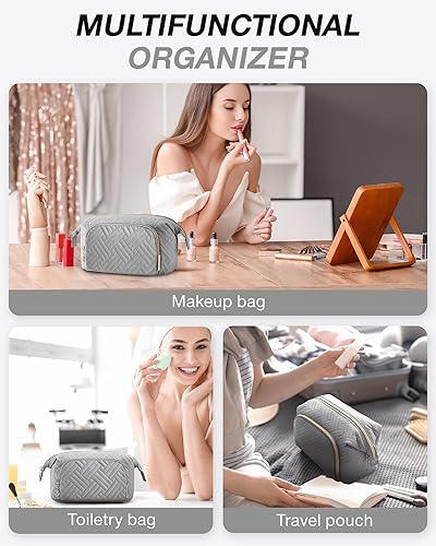 Miniatura 4 de BAGSMART - Bolsa de maquillaje de viaje, bolsa de cosméticos, estuche organizador de maquillaje, grande, de apertura amplia para mujeres, bolso para