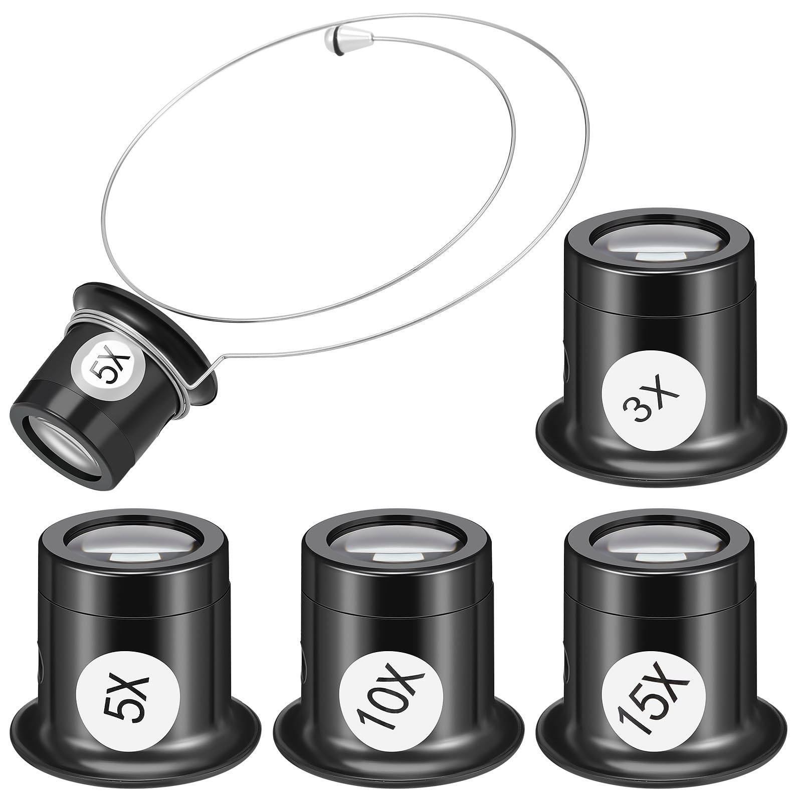 Healvian 4 Pcs Headband Watchmakers Loupe Magnifying Glass Set with Fixing Wire for Precision Watch Repair Jewelry Inspection and Circuit Board Work