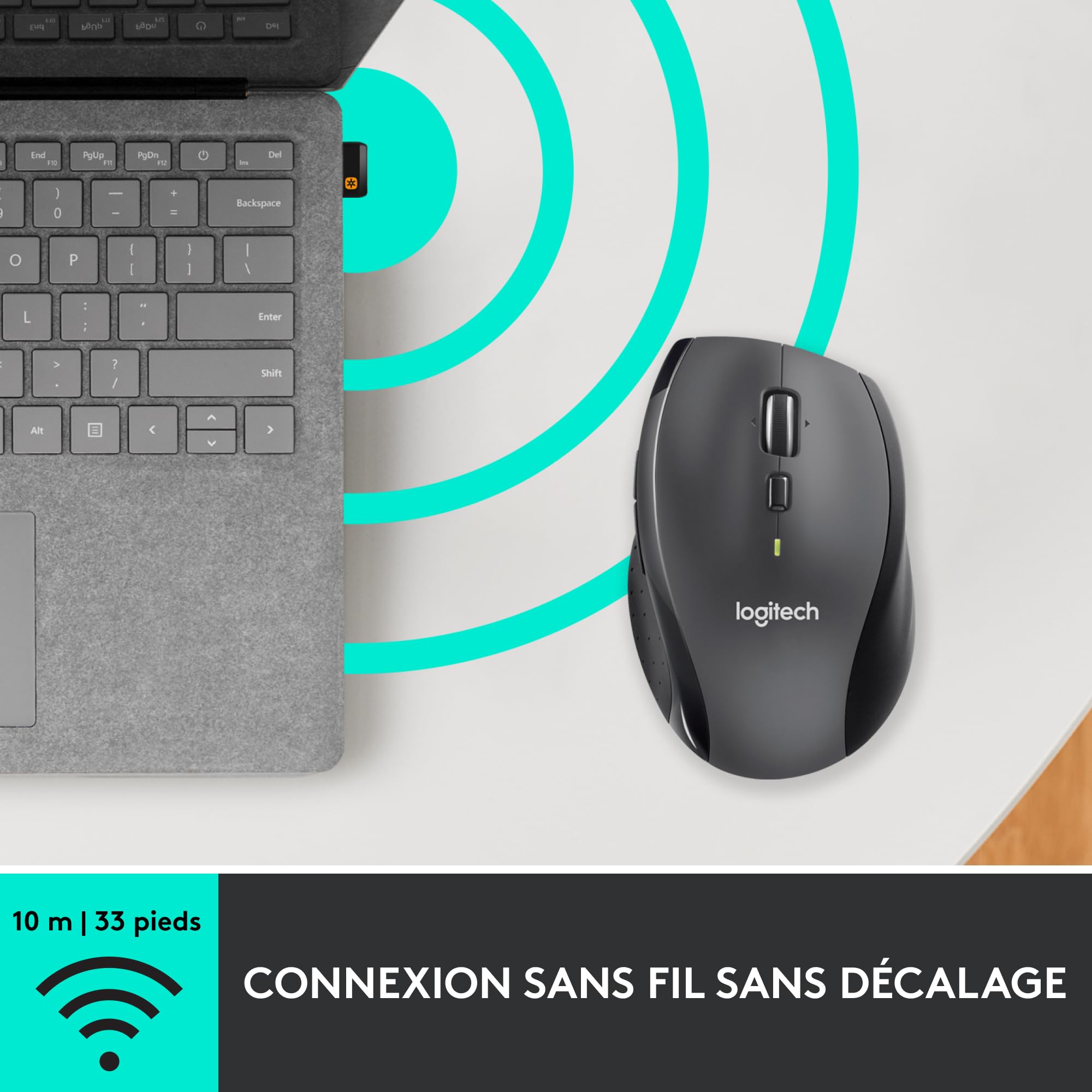 Logitech M705 Marathon sans Fil Souris, Récepteur USB Unifying 2,4 GHz, 1000 PPP, 5 Boutons Programmables, Pile Durée 3 Ans, Compatible PC, Mac, Ordinateur Portable, Chromebook - Graphite
