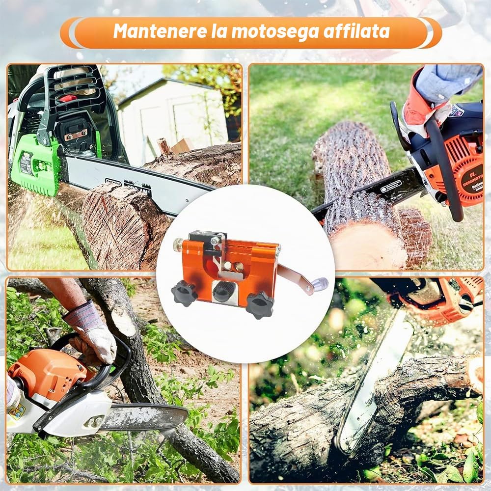 Affilacatene Per Motosega, Affila Motosega Portatile, Affilacatene Manuale Per Motosega, Affilacatene, Set con 5 Testine Abrasive, Per Tutti i Tipi di Motoseghe