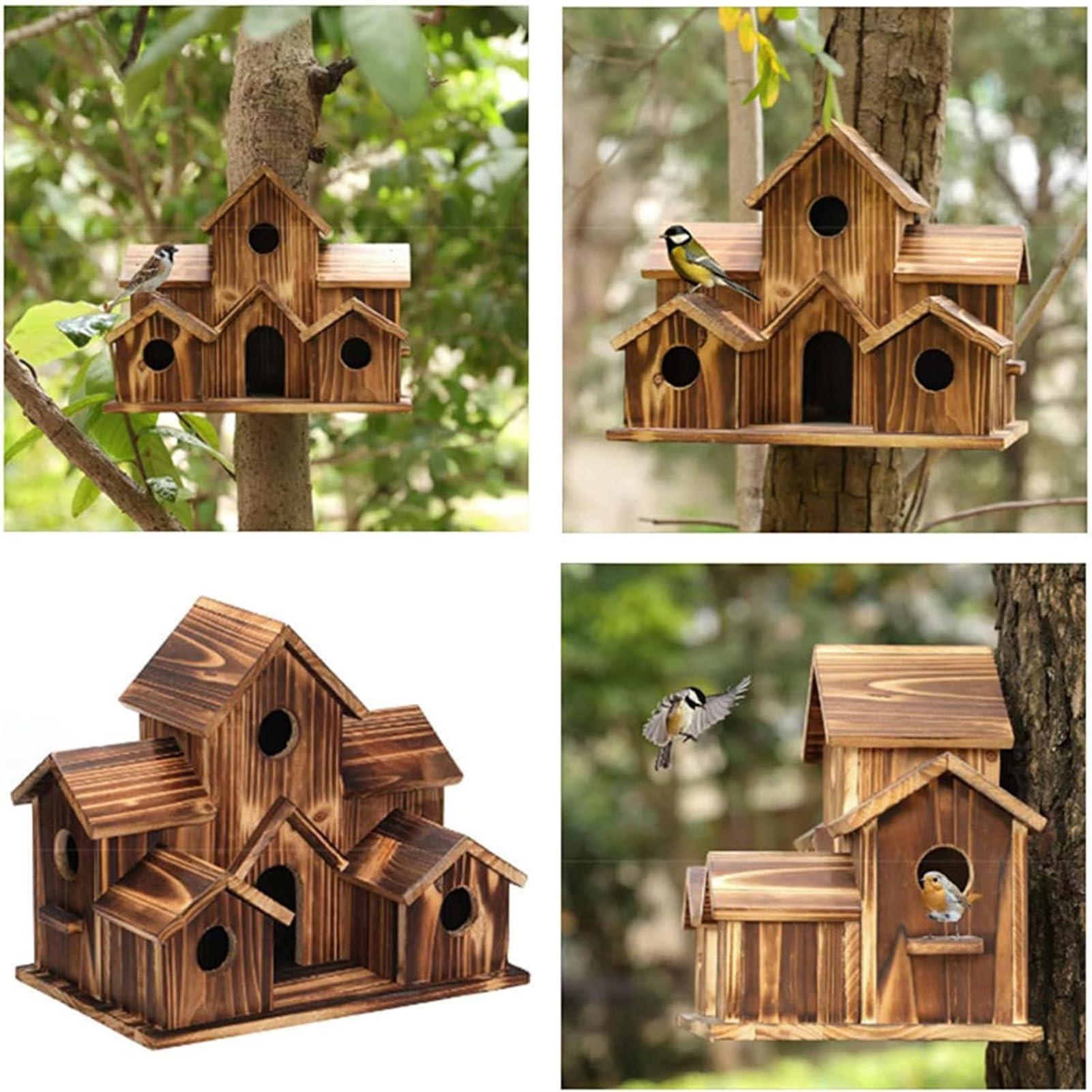 Casita Decorativa para pájaros de Estilo rústico, comedero para pájaros de Estilo campestre para Exteriores, Ideal para Jardines, Balcones, céspedes, porches y Patios