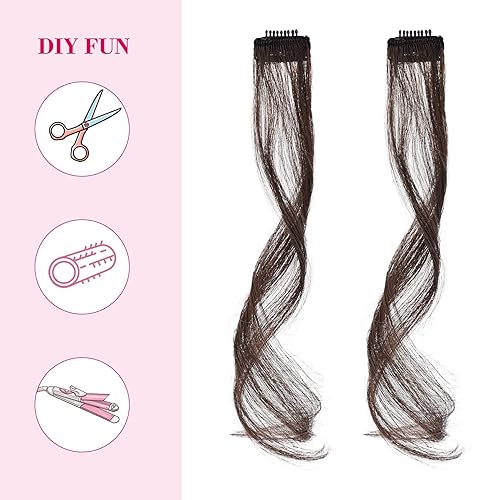 Miniatura 20 de REECHO Flequillo de aire lateral largo, ondulado y rizado con clip en la parte delantera para mujer, uso diario, juego de 2 varillas largas, rubio