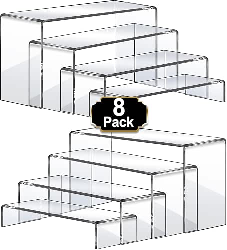Aheroi Large Acrylic Risers, 8 Pcs 2 Set(7”L~8”L~9”L) Acrylic Display