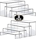 Aheroi Large Acrylic Risers, 8 Pcs 2 Set(7”L~8”L~9”L) Acrylic Display Set Rectangular Stands Shelf Clear Display Risers for Decor, Cake Shelves Retail Shoe Showcase