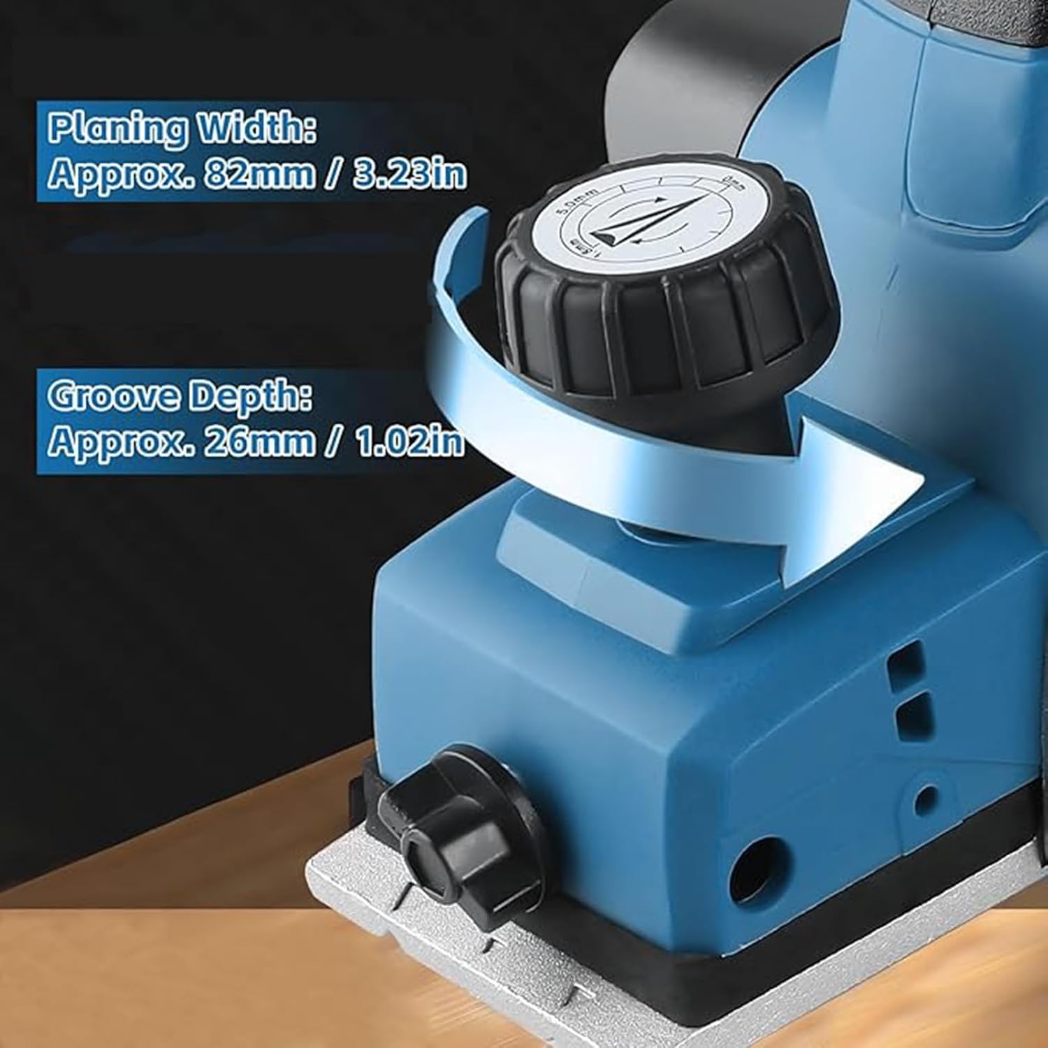 Woodworking Portable Electric Planer, 650W Cordless Rechargeable Planer, Speed 15000r/Min, Planing Depth 0-5mm, Cutting Width 82mm, for Woodworking, Furniture and DIY Projects