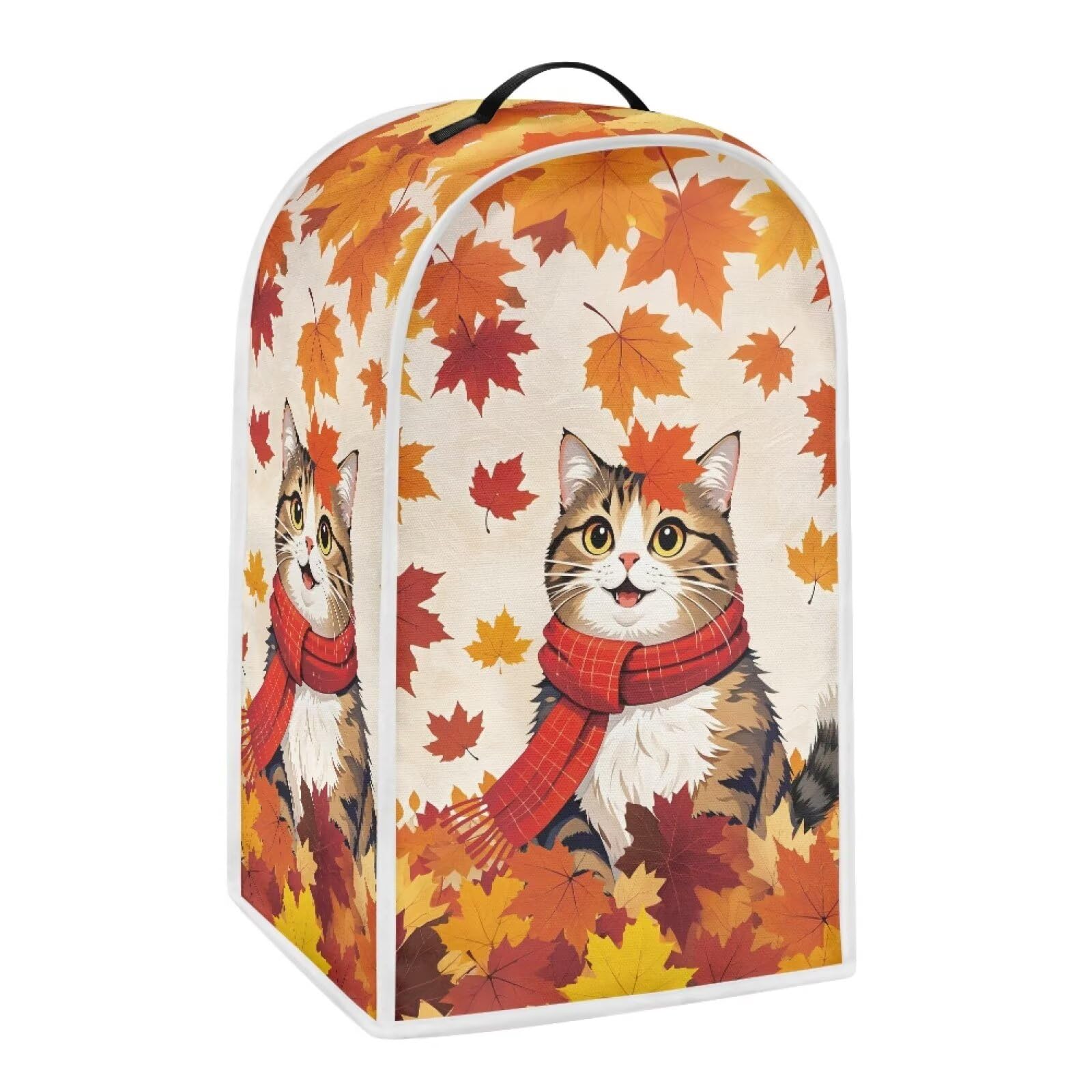 Leaves Cat Blender Dust Cover Appliance Covers for kitchen Stand Mixer or Coffee Maker Polyester Dust Proof Blender Cover with Top Handle Thankgiving Fall Decor Covers