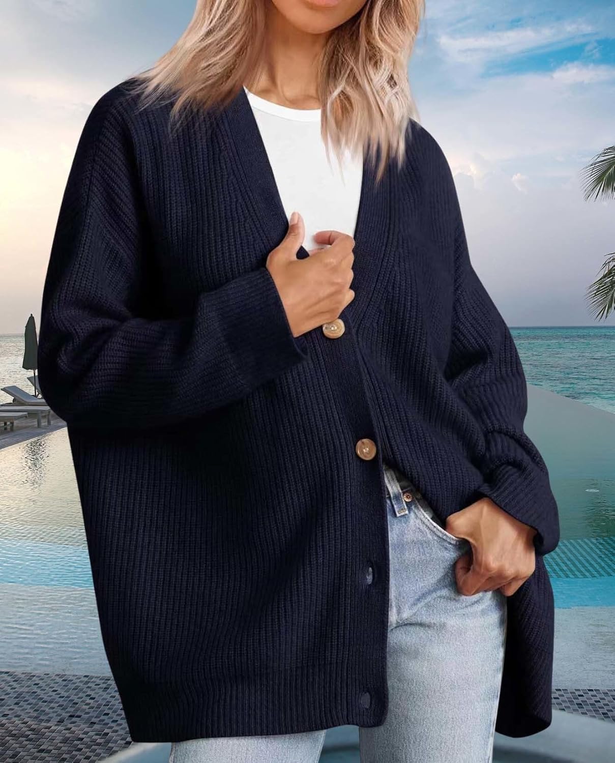 Womens Fall Fashion Oversized Lightweight Warm Knit Jacket Elevate Your Fashion Taste Work And Casual Wear - Image 3