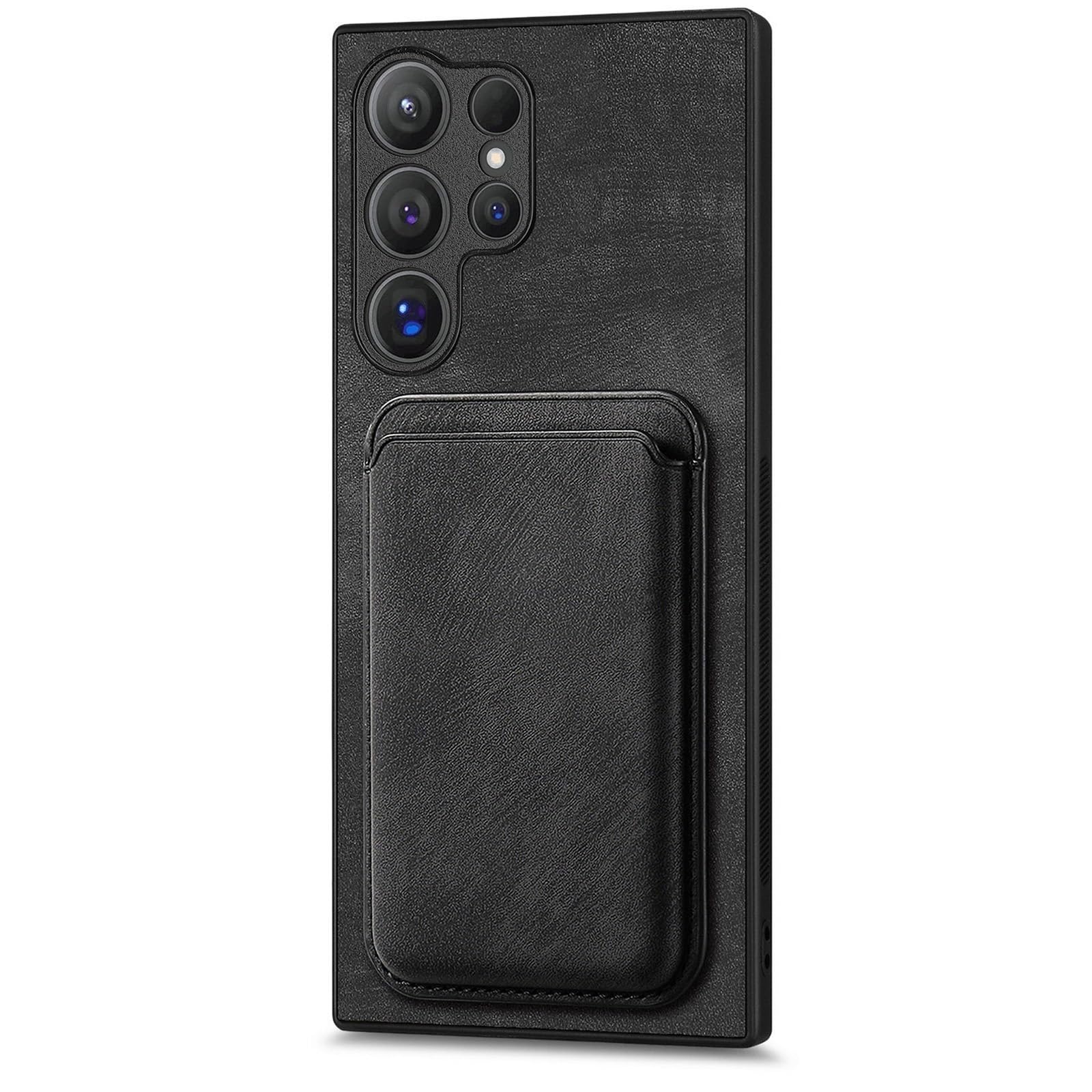 Coque Samsung S25 Ultra housse étui cuir noir avec porte cartes magnétique antichoc
