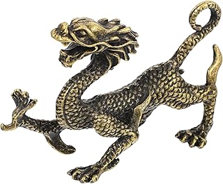 IMIKEYA Brass Dragon Figures, Chinese Feng Shui Dragon Statue, Small Dragon Figure, Chinese New Year Dragon Decoration for...