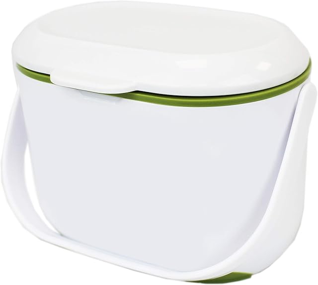 Addis 515465 2.5L Kitchen Compost Caddy, White/Green