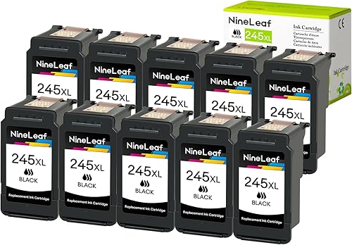 NineLeaf Cartucho de tinta remanufacturado 245 de alto rendimiento compatible con Canon PG 245XL PG-245XL Uso en impresora MX490 MG2522 MG2525