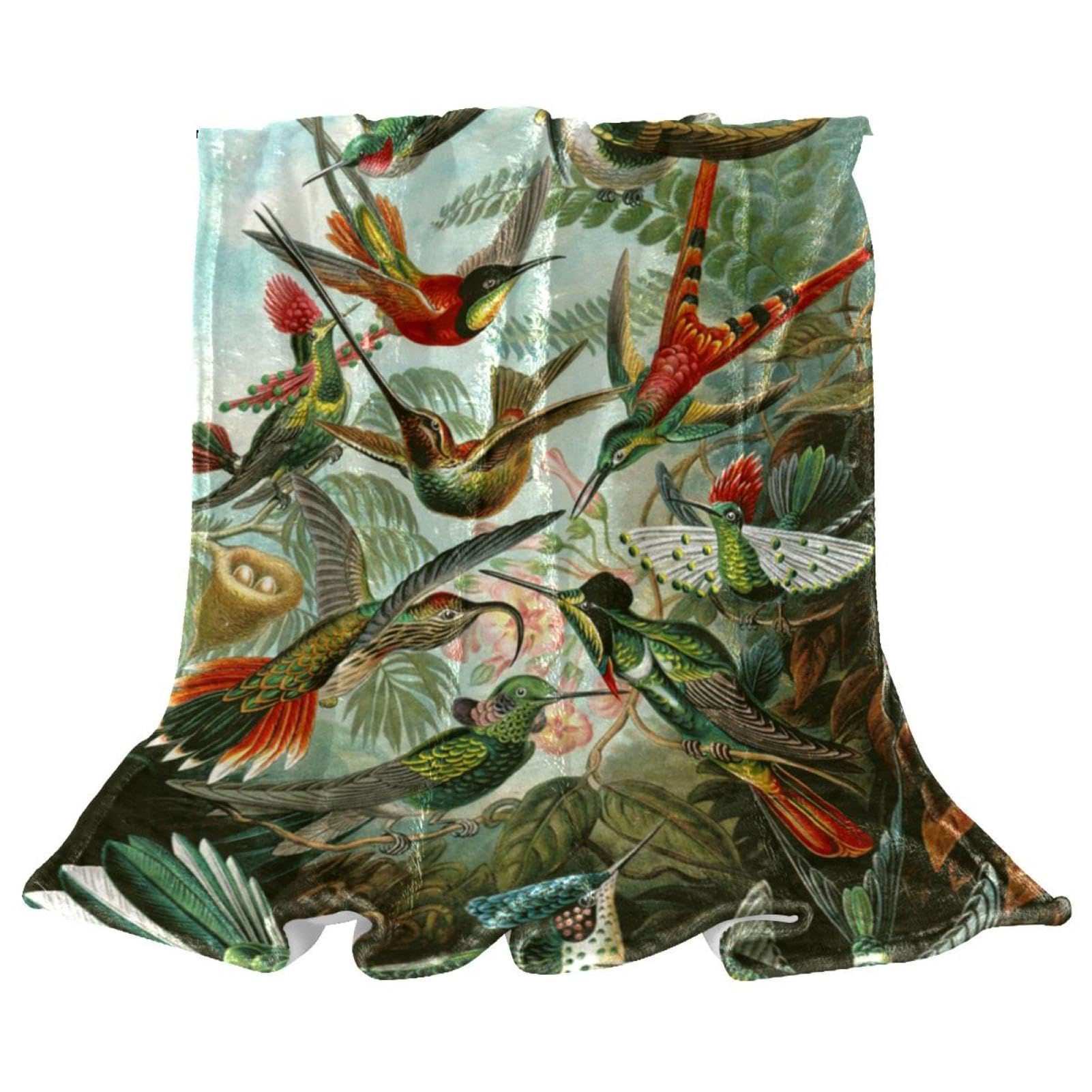 Couverture polaire oiseaux de printemps anti-froid pour canapé et lit doux