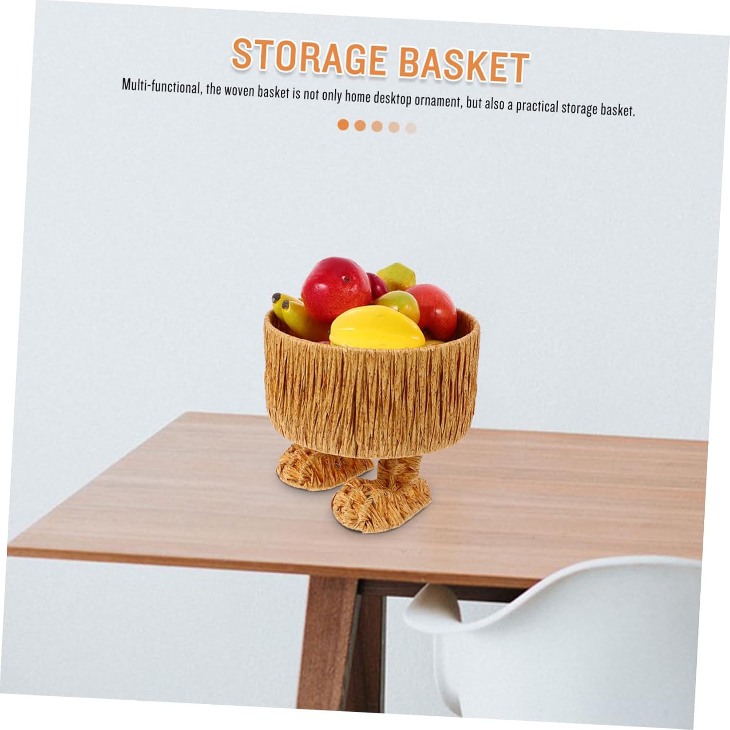 Unomor Adorable Multi-function Woven Basket Imitation Rattan Fruit Holder for Serving Bread Snacks Rustic Decor for Home