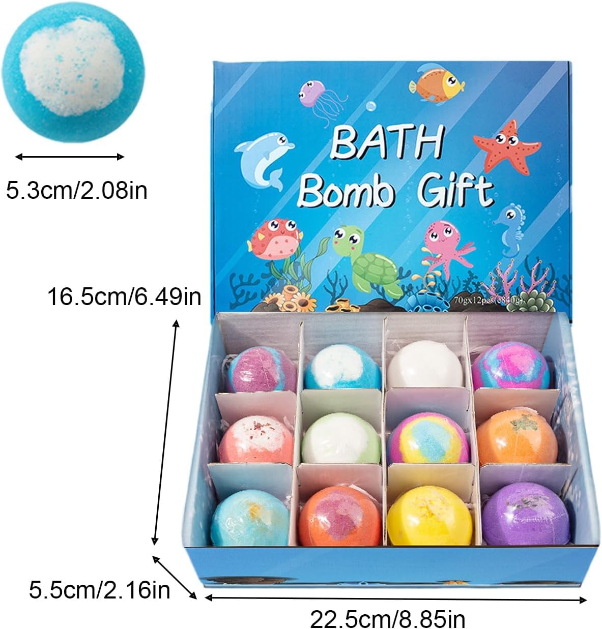 Set regalo di 12 bombe da bagno per bambini, bombe da bagno per bambini con sorpresa, naturali e organiche bombe da bagno effervescenti, bombe da bagno, regalo per bambini, bagno schiuma, Fizzy bath