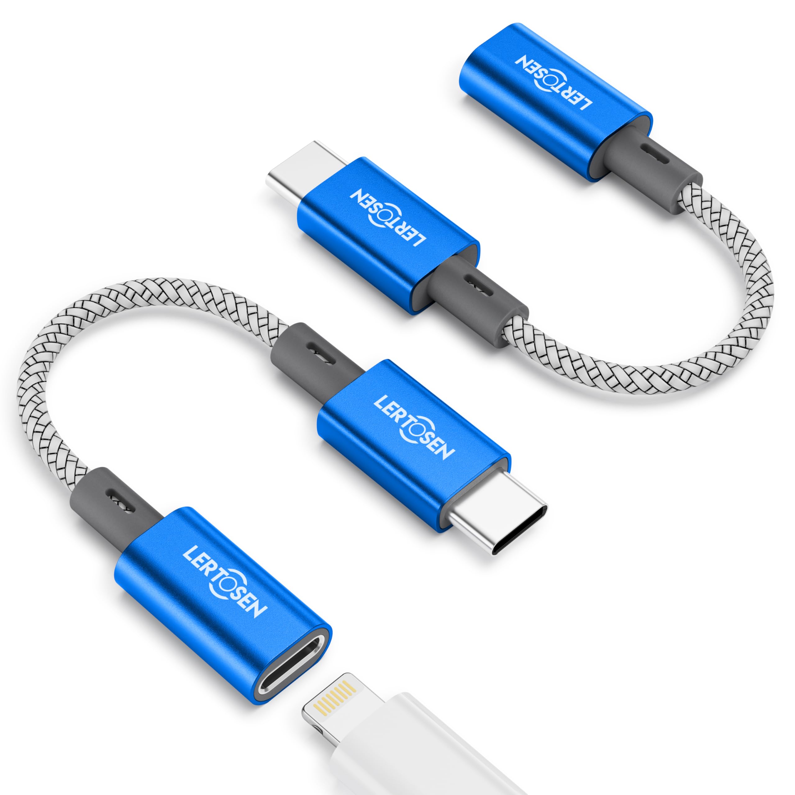 Photo 1 of 2 Pack Lightning to USB C Adapter, Fast Charging & Data Sync Adapter for iPhone 17 16 15 Pro Max Plus to USB-C, Compatible with Samsung S25/S24/S23, Not for Audio/OTG (Blue)