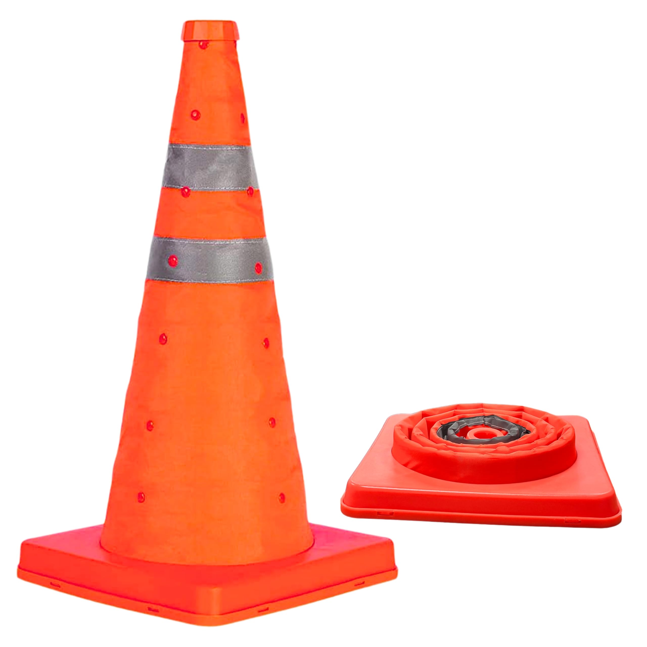 ADEPTNA Collapsible Safety Cones 18" High Visibility Pop-Up for Emergency Roadside Traffic Cones Assistance Hazard Management Parking Sports Events Compact with Reflective Strips