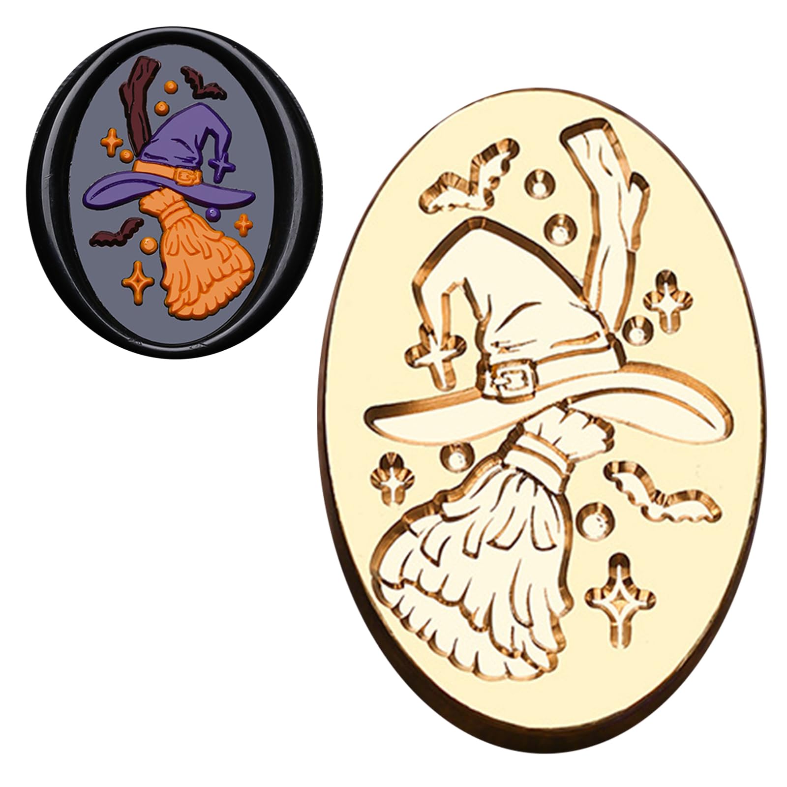 oringnat Halloween Series Waxed Seal Stamp Witch Sealing Waxed Stamp for Invitation Envelopes Cards Scrapbooking