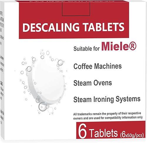 Tabletas de descalcificación adecuadas para máquinas de café Miele, hornos de vapor, sistemas de planchado de vapor (6 unidades)