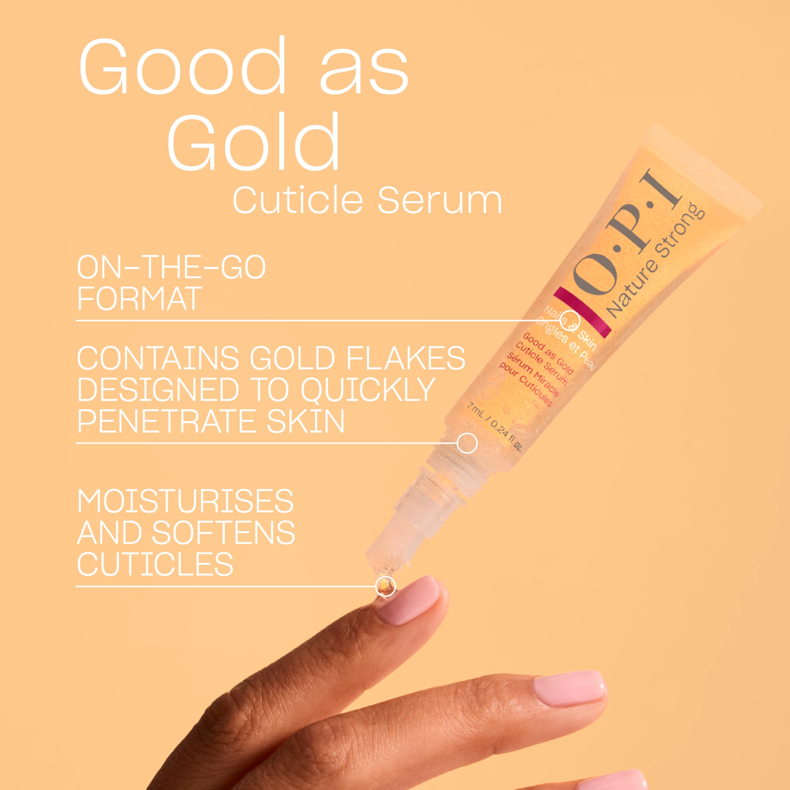 OPI Nature Strong Skincare Good as Gold Cuticle Serum - Natural Origin Formula Nail Conditioner, 7 ml (Pack of 1) - Image 2