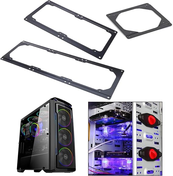 Chassis Cooling Fan Conversion Adapter Bracket Holder for Computer for Case Heat Black Metal