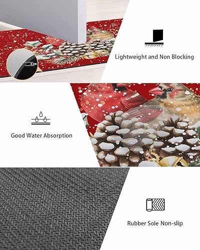 Miniatura 3 de Tapete de baño con diseño de pájaros de Navidad, antideslizante, de secado rápido y absorbente, tierra de diatomeas, ducha, fregadero, dormitorio,