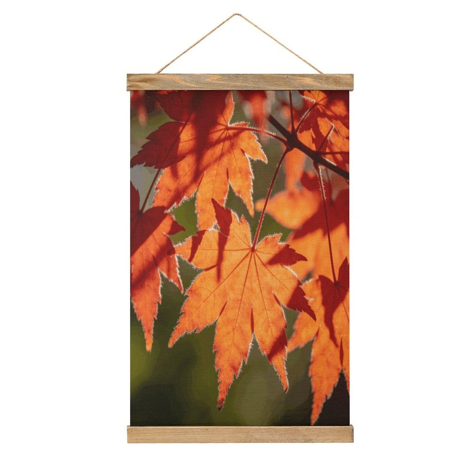 FekiLoot Maple Leaf Wall Art Poster Hanger Frame Linen Wall Art Decor Vintage Hanging Poster Hanging Wall Decor Rustic Retro Wall Art Print for Living Room Decor 20.4 X 13.1Inches