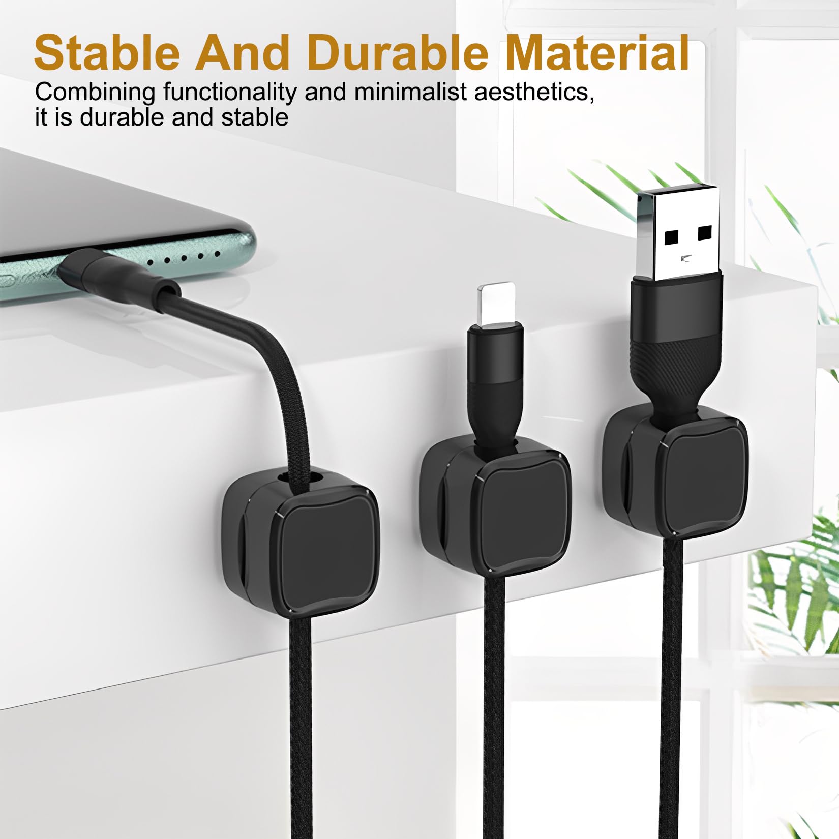 12 stuks kabelhouders, magnetische kabelhouder, bureau, kabelorganizer, magnetische kabelklemmen, kabelclips, zelfklevend, zwart, voor netsnoer, oplaadkabel, organizer, kabelmanagement, kabelhouder