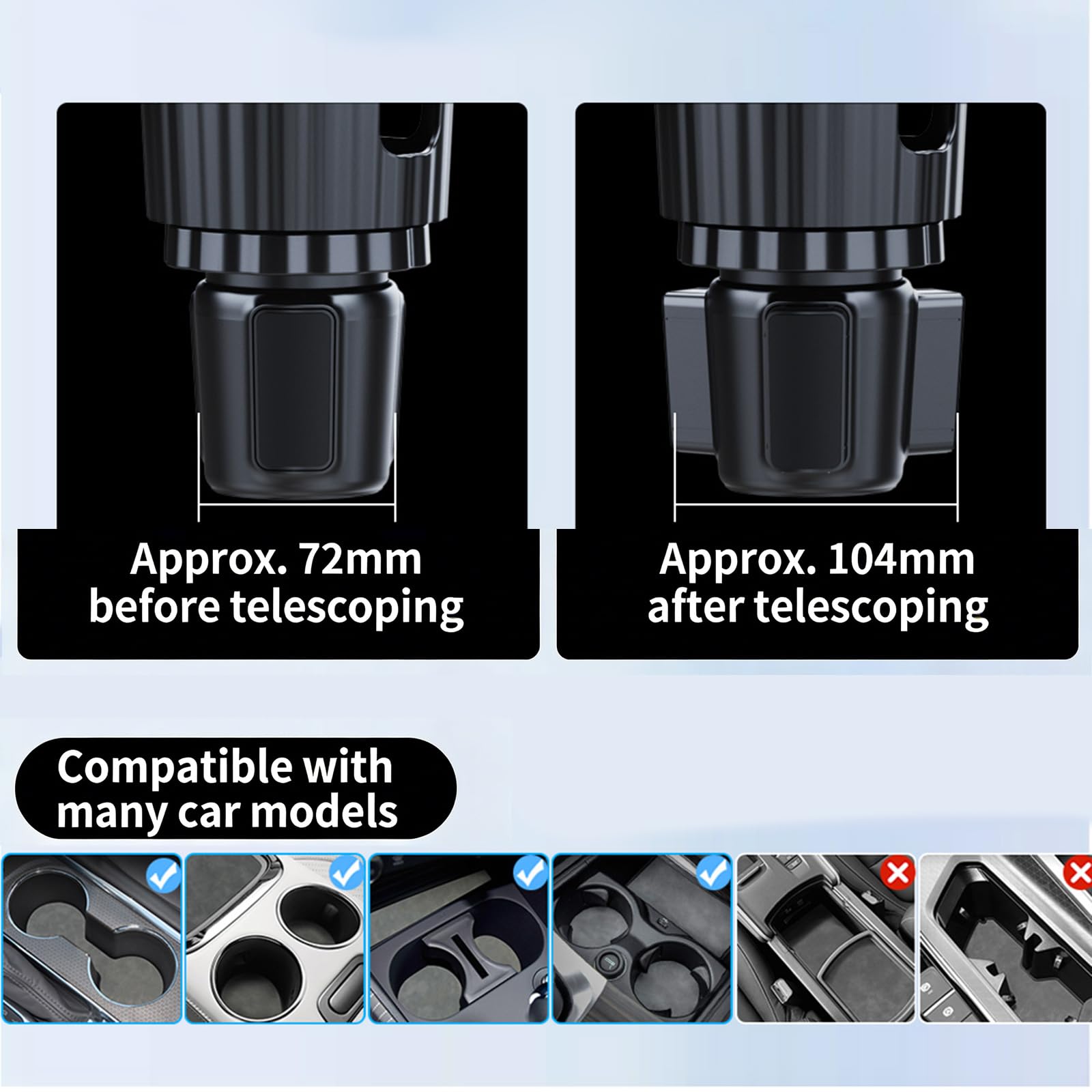Soporte universal para portavasos de coche para teléfonos y dispositivos de 4.7 a 12.9 pulgadas, tamaño de pantalla con brazo móvil y soporte de teléfono de coche para taza