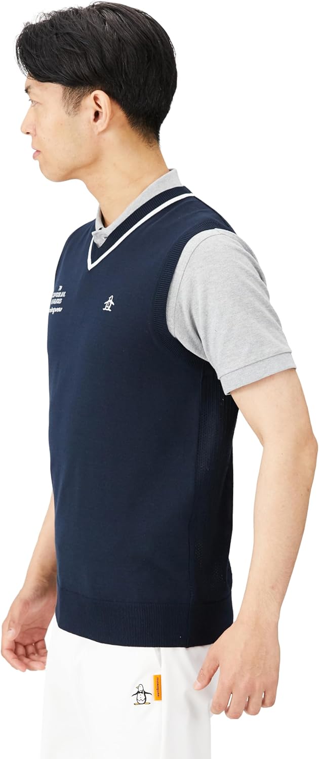 マンシングウェア ニットベスト Vネック シンプル ベーシック 袖なし 手洗い可 ゴルフ MGMXJL82 メンズ NV00(ネイビー) マンシングウェア] ニットベスト Vネック シンプル ベーシック 袖なし
