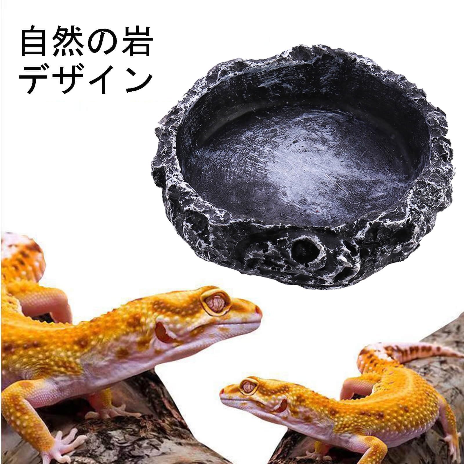 Amazon | 爬虫類 水入れ 餌入れ 自然の岩イメージ 9*9*2 水飲み皿 樹脂