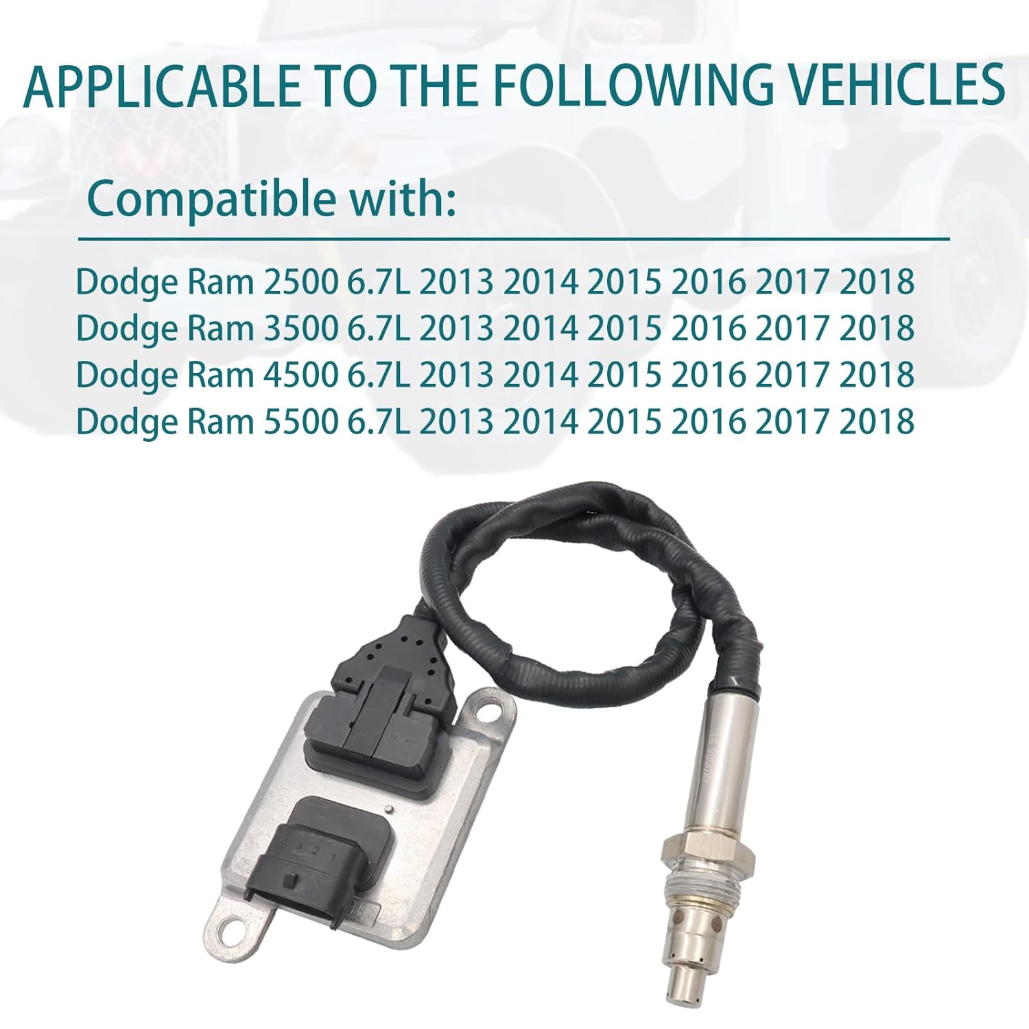 68085740AA Downstream Nox Sensor Compatible with Dodge Ram 2500 3500 4500 5500 6.7L Diesel 2013 2014 2015 Replace 5WK96730 68085740AB 5WK9 6730