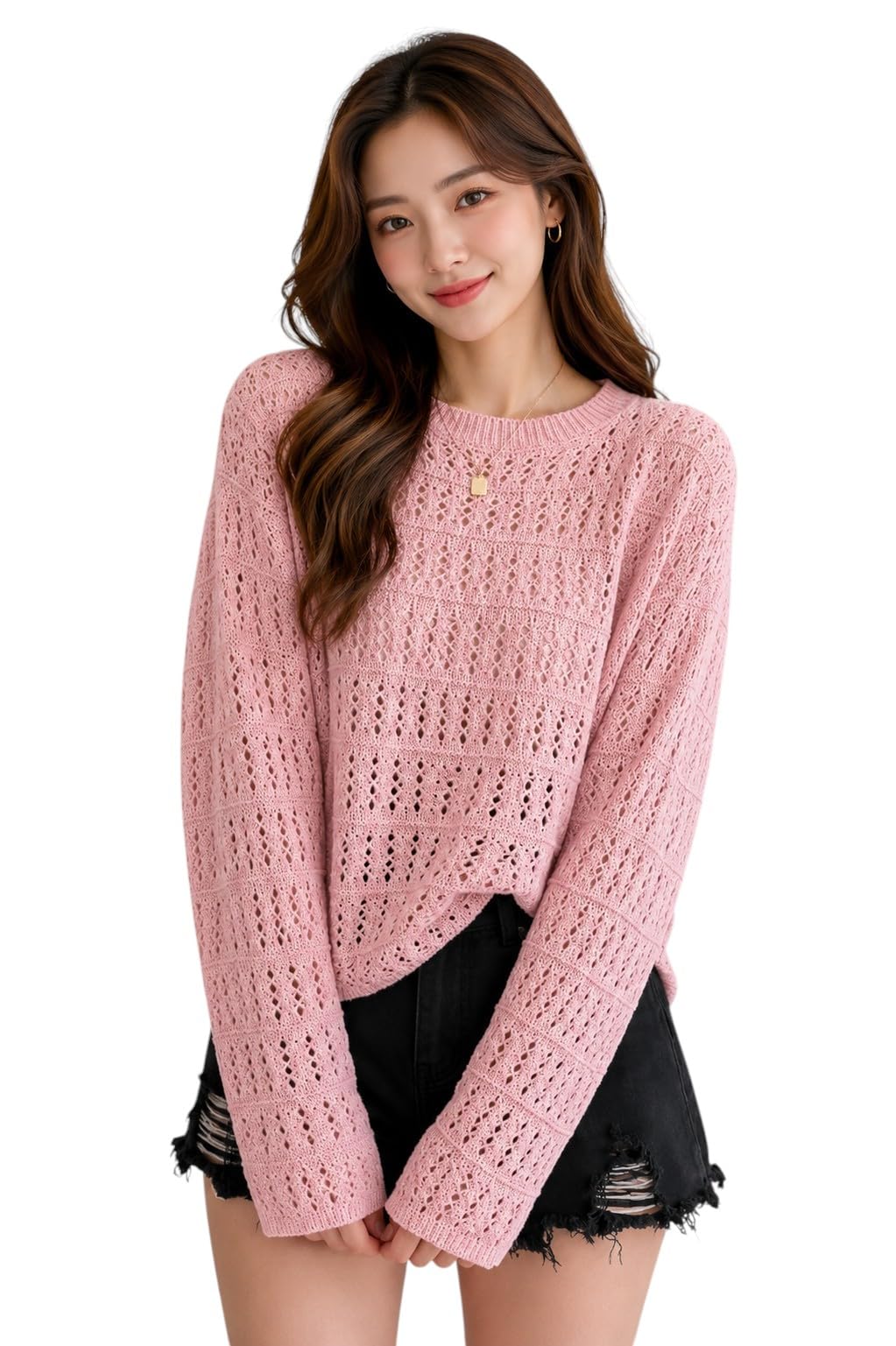 CRAMPLE® Female Spring and Autumn Design Feeling Small and Unique Knitwear Sweater Thin Sun Protection Cover Top Hollow Top-picture-31