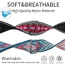 Abanen 2 Pack Elastic Bands for Fitbit Charge 6/5, Soft Nylon Stretchy Embroidery Loop Breathable Wristband Strap With Adjustable Clasp for Advanced Tracker (Blue Pink- Red Orange) gallery image